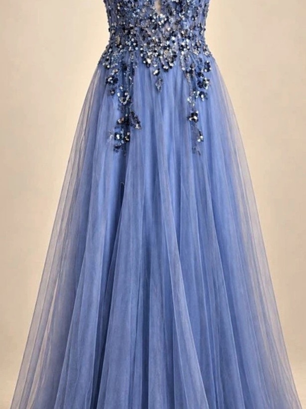 Blue Beaded Maxi Gown